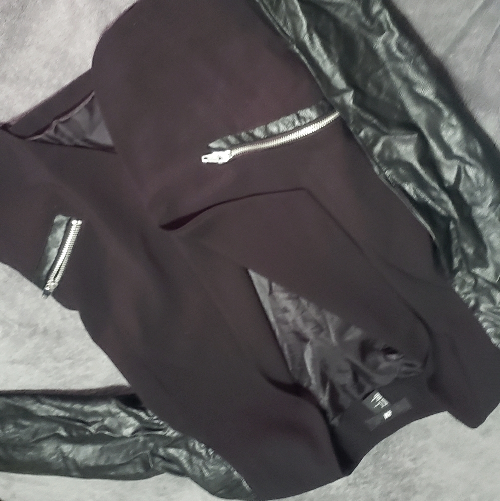 H&M Faux Leather Sleeve Jacket - Size 8 - like new